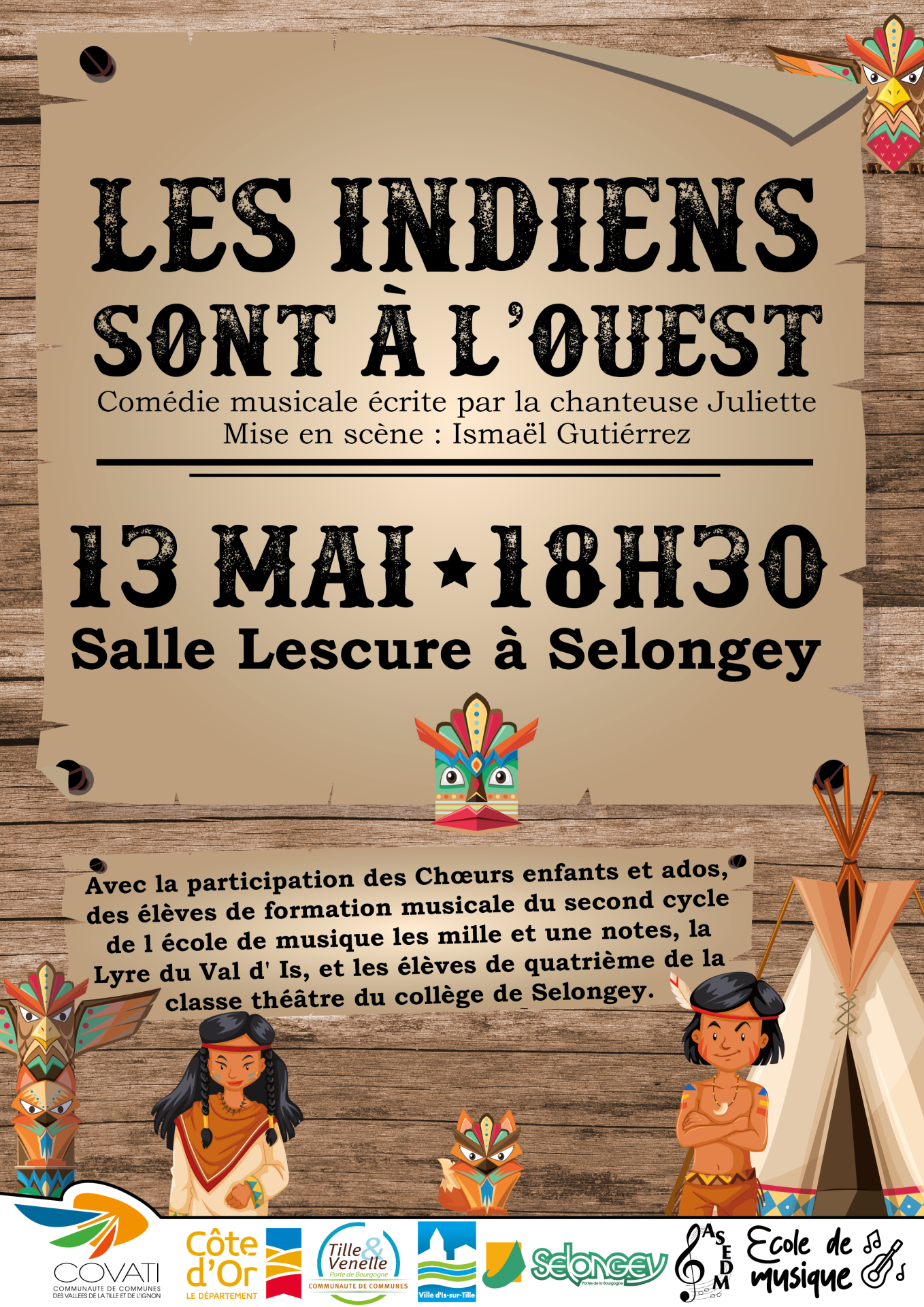 Les indiens sont à l'ouest - Affiche spectacle